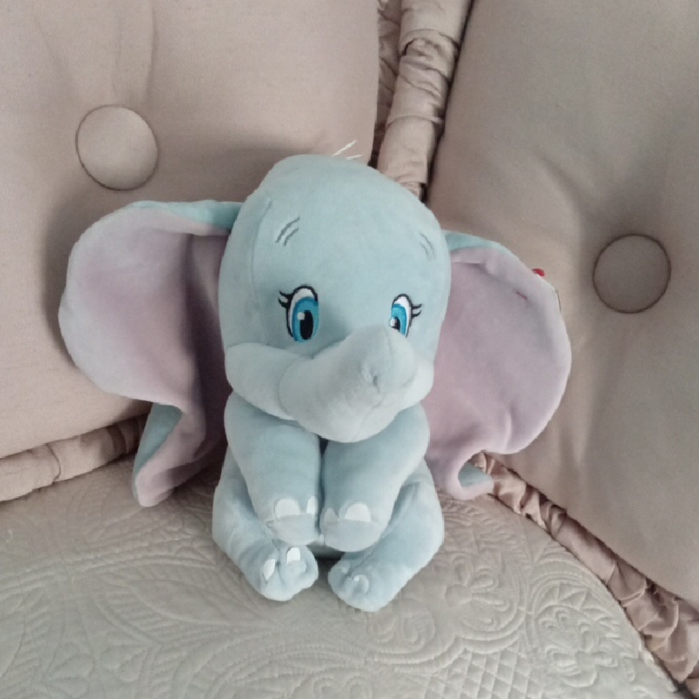 Ty Disney Liscensed DUMBO Blue Elephant Velour Plush Toy